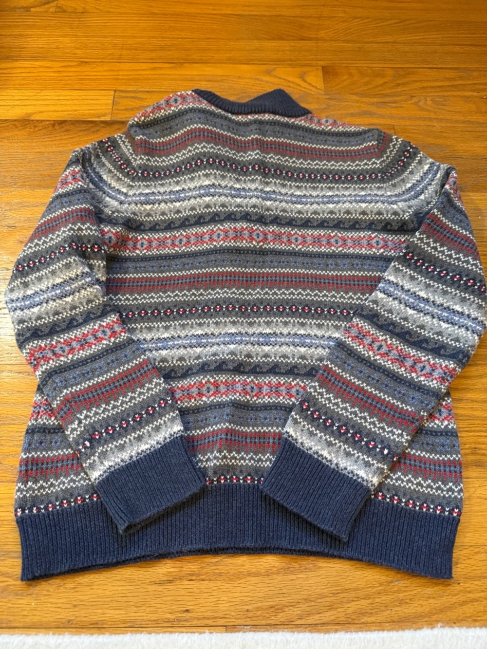 Vineyard Vines Men's Navy, Gray & Red Fair Isle Half-Zip Sweater - Picture 4 of 4